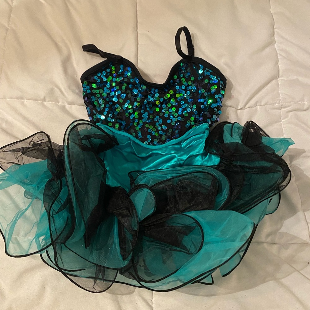 Aqua and black dancing costume
